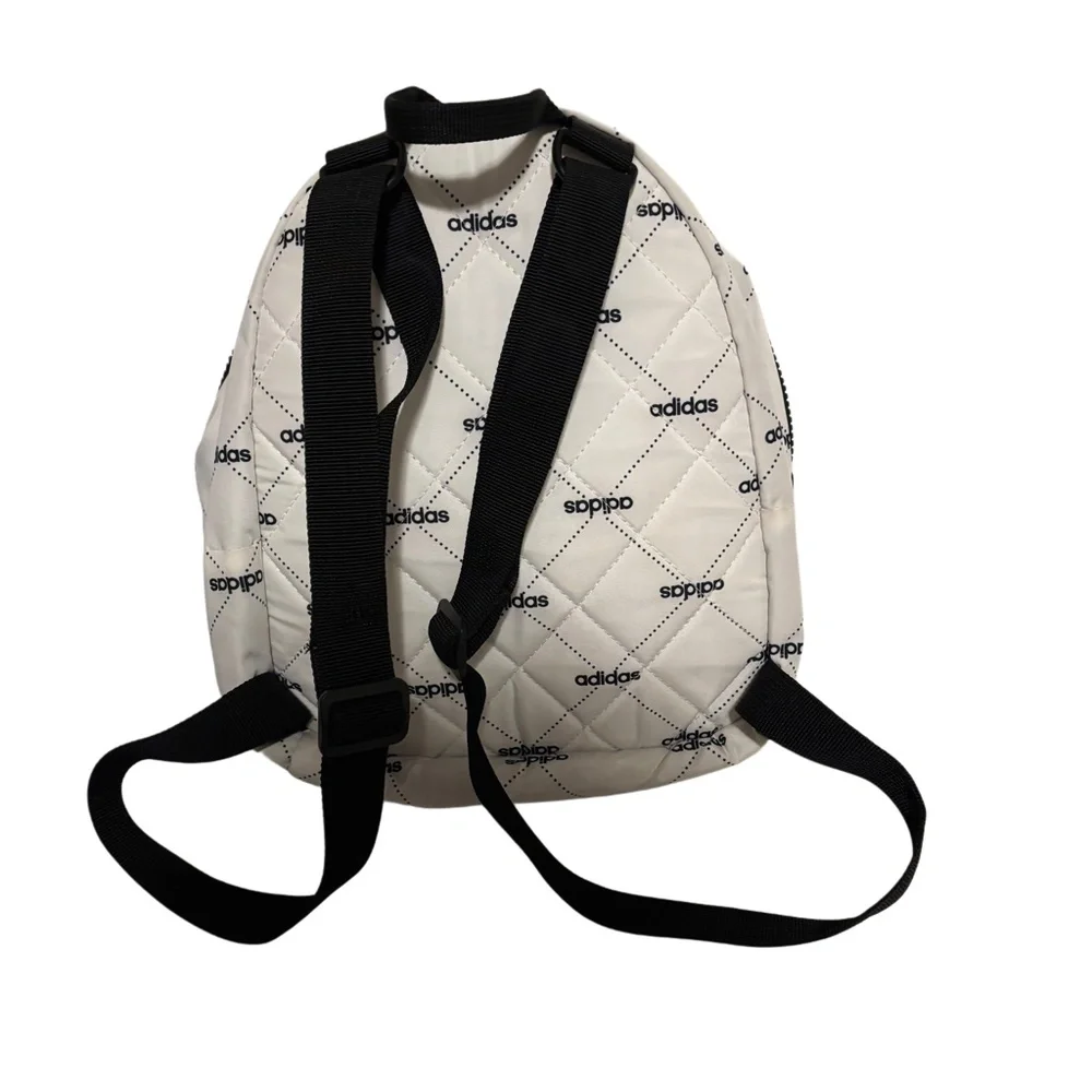 Unisex Adidas Core Padded Mini Backpack in White Black - Picture 4 of 4